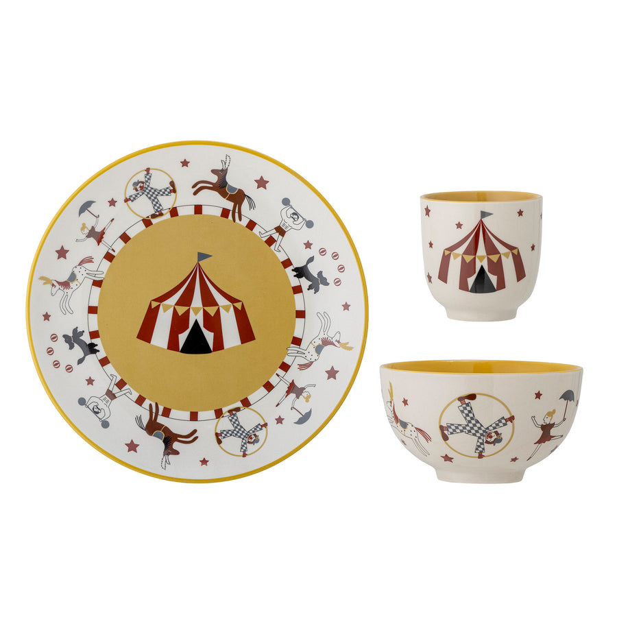 set of a plate, bowl and a small cup