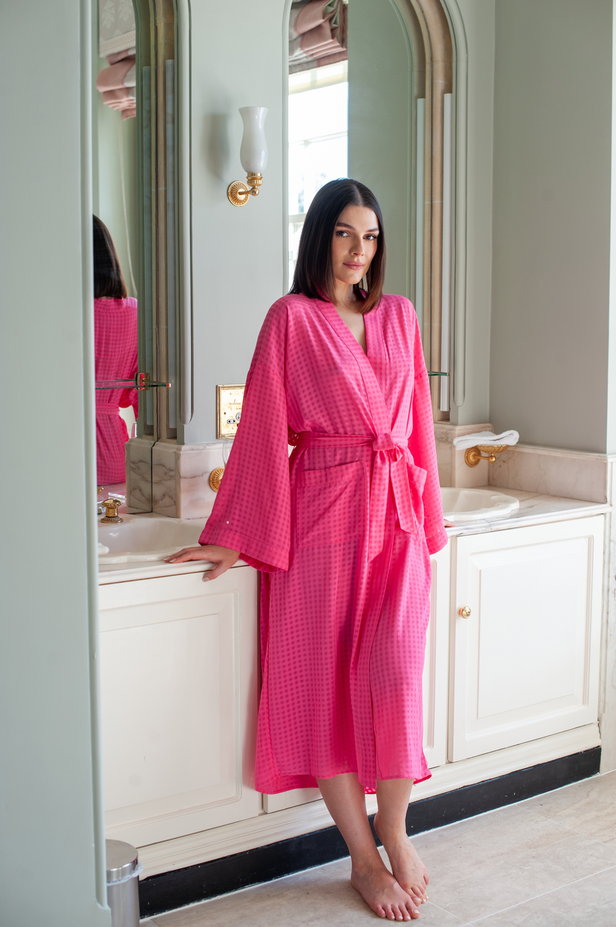 Pink kimono robe